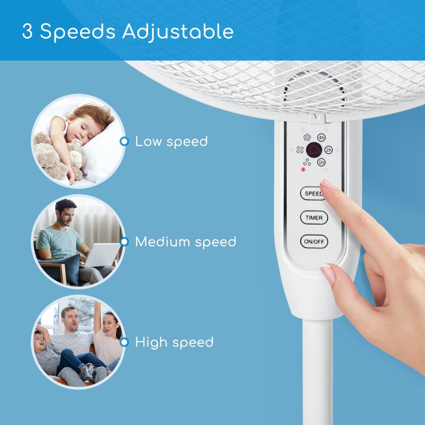 Aigostar - Staande ventilator 40W/230V 120 cm wit