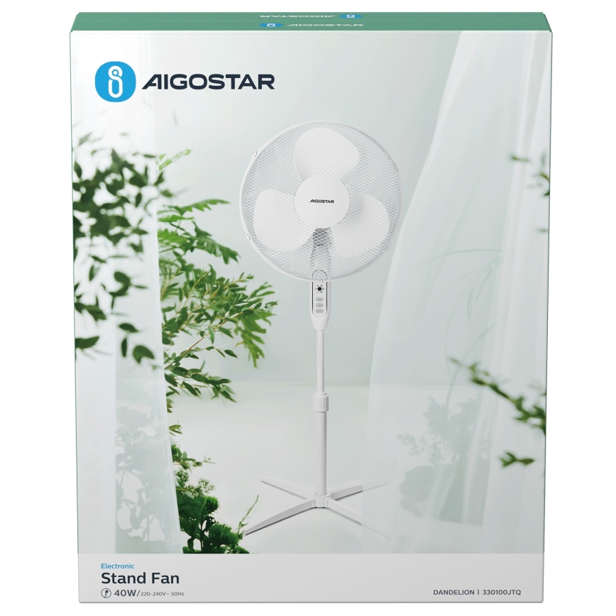 Aigostar - Staande ventilator 40W/230V 120 cm wit