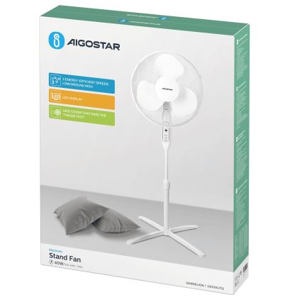 Aigostar - Staande ventilator 40W/230V 120 cm wit