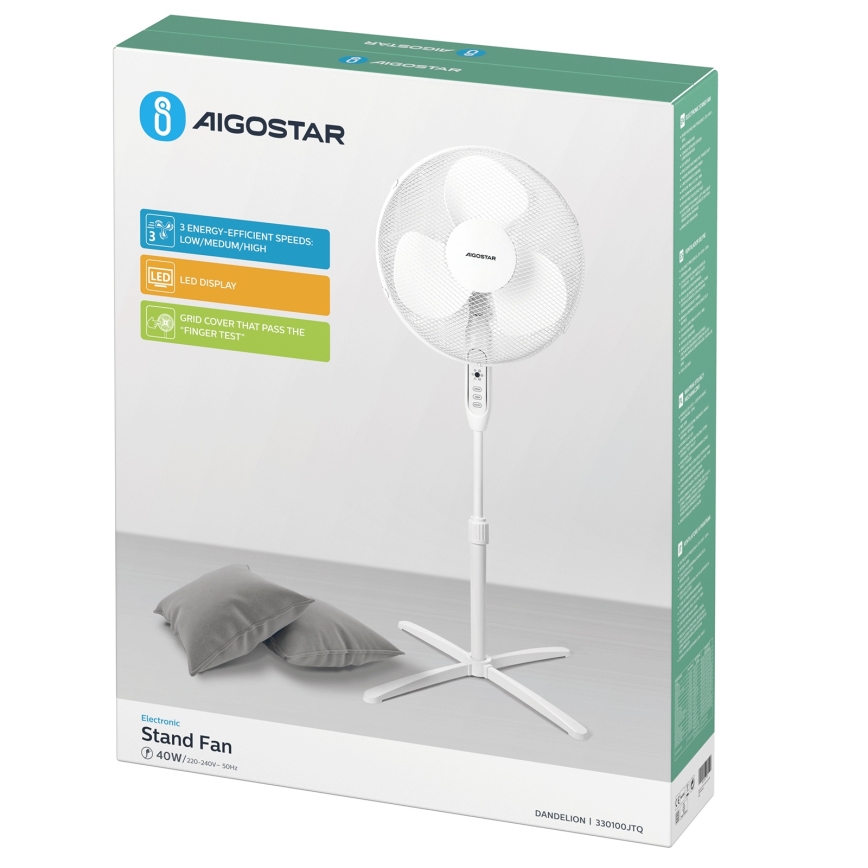 Aigostar - Staande ventilator 40W/230V 120 cm wit