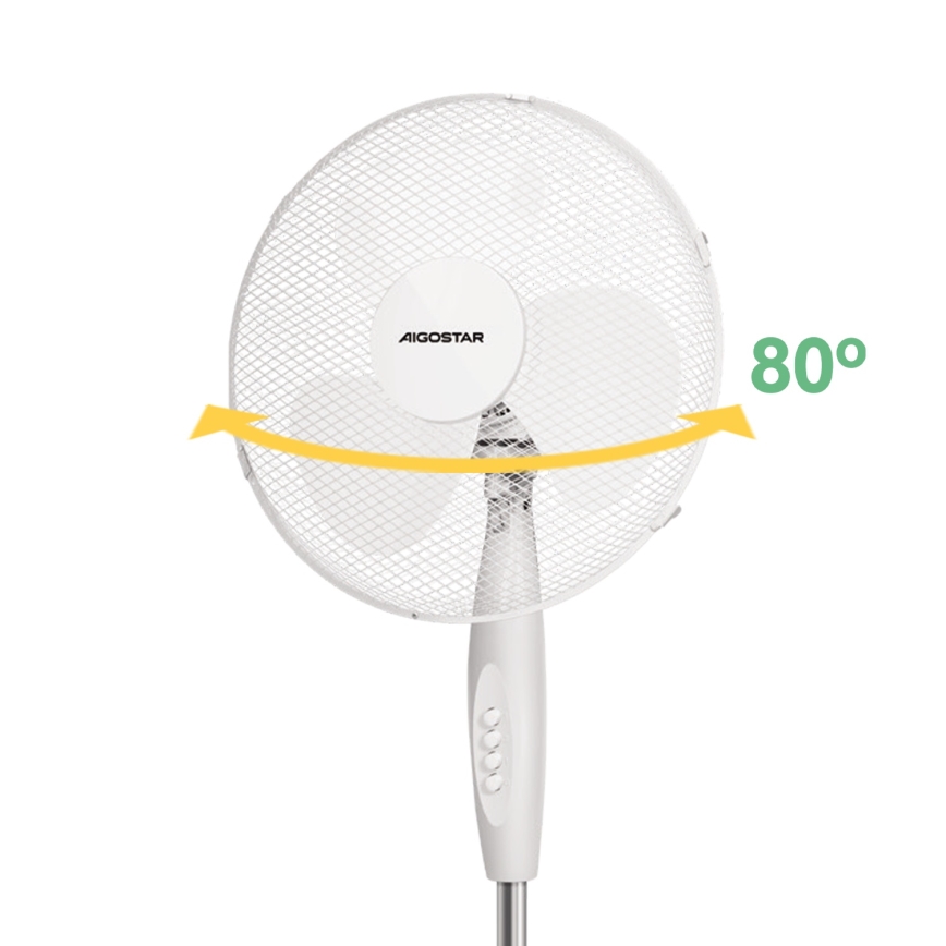 Aigostar - Staande ventilator 45W/230V 125 cm wit