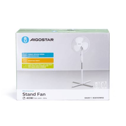 Aigostar - Staande ventilator 45W/230V 125 cm wit