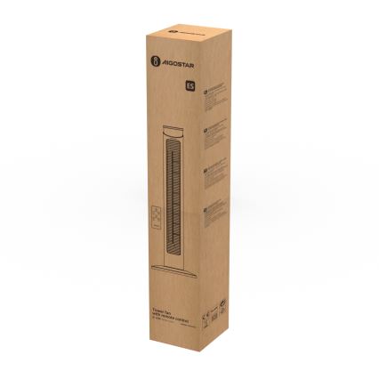 Aigostar - Staande ventilator 45W/230V zwart + afstandsbediening