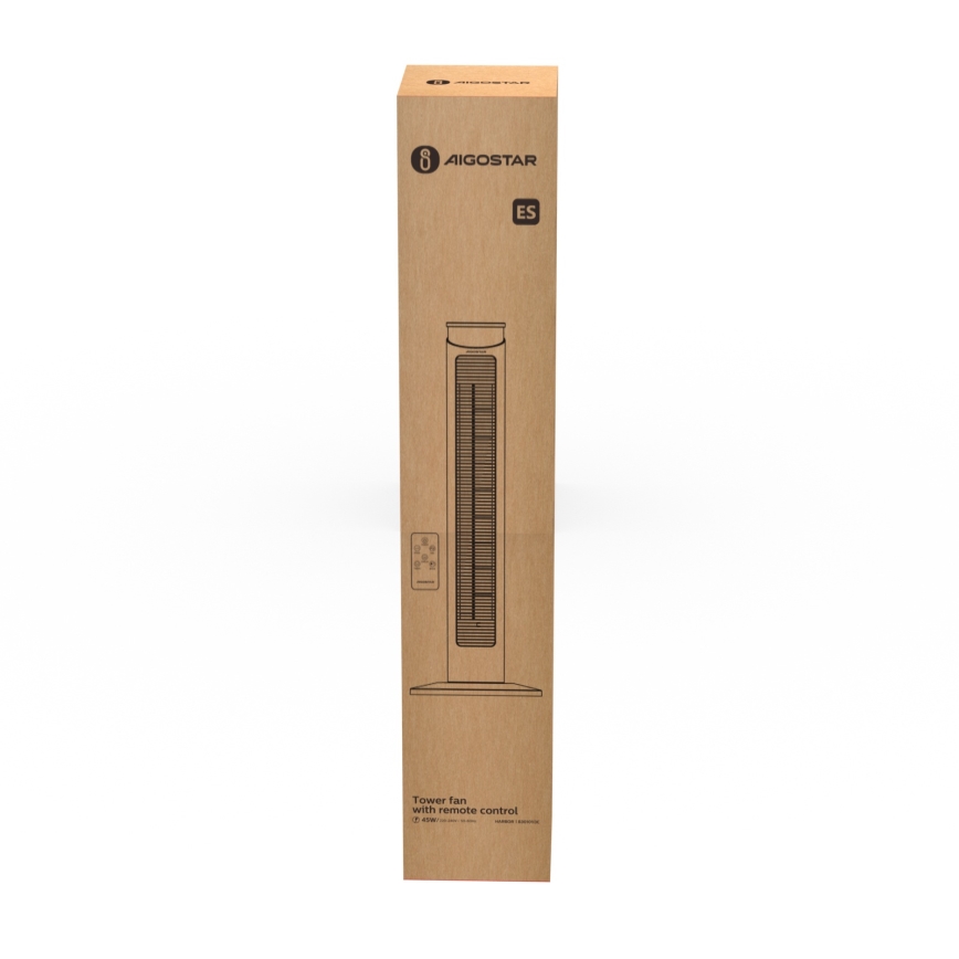 Aigostar - Staande ventilator 45W/230V zwart + afstandsbediening