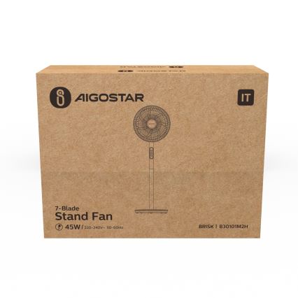 Aigostar - Staande ventilator 45W/230V Ø 35 cm, wit