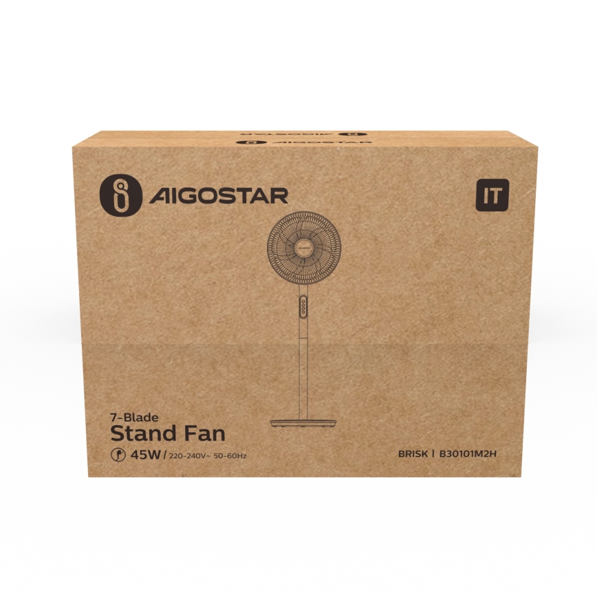 Aigostar - Staande ventilator 45W/230V Ø 35 cm, wit