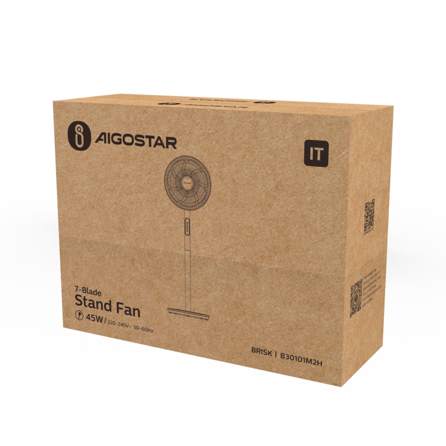 Aigostar - Staande ventilator 45W/230V Ø 35 cm, wit
