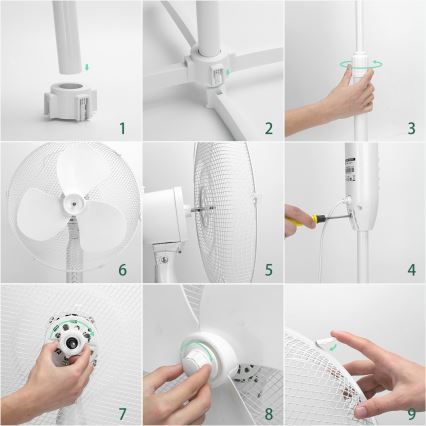 Aigostar - Staande ventilator 45W/230V Ø 40 cm wit