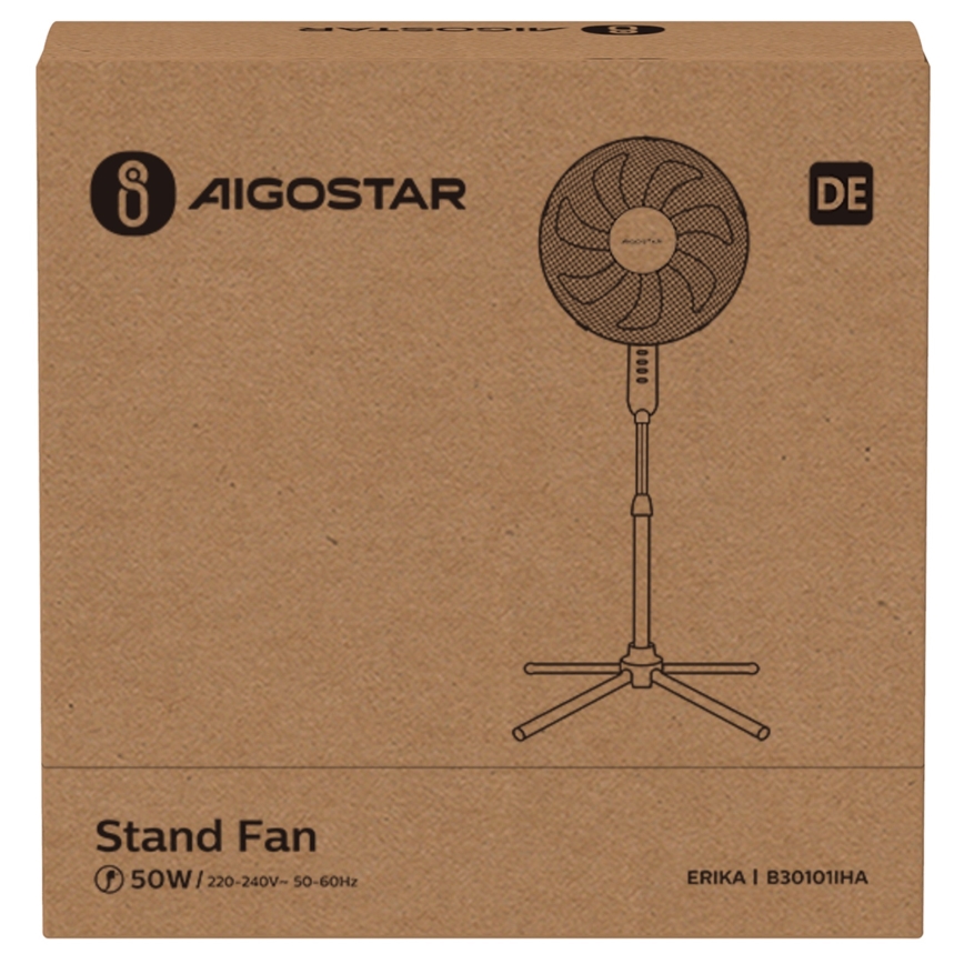 Aigostar - Staande ventilator 50W/230V 120 cm wit