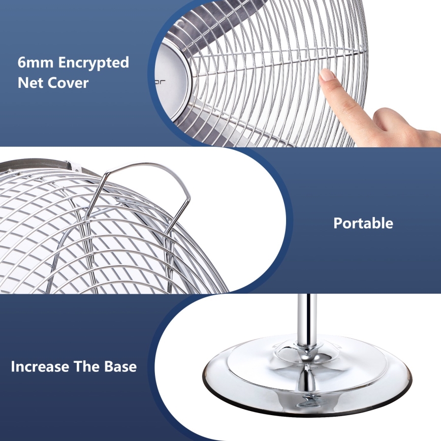 Aigostar - Staande ventilator 50W/230V 44,8 cm glanzend chroom