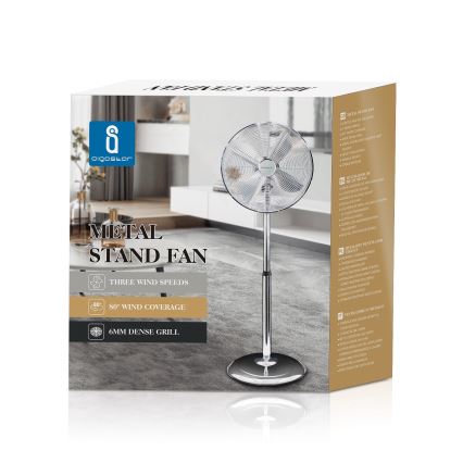 Aigostar - Staande ventilator 50W/230V 44,8 cm glanzend chroom