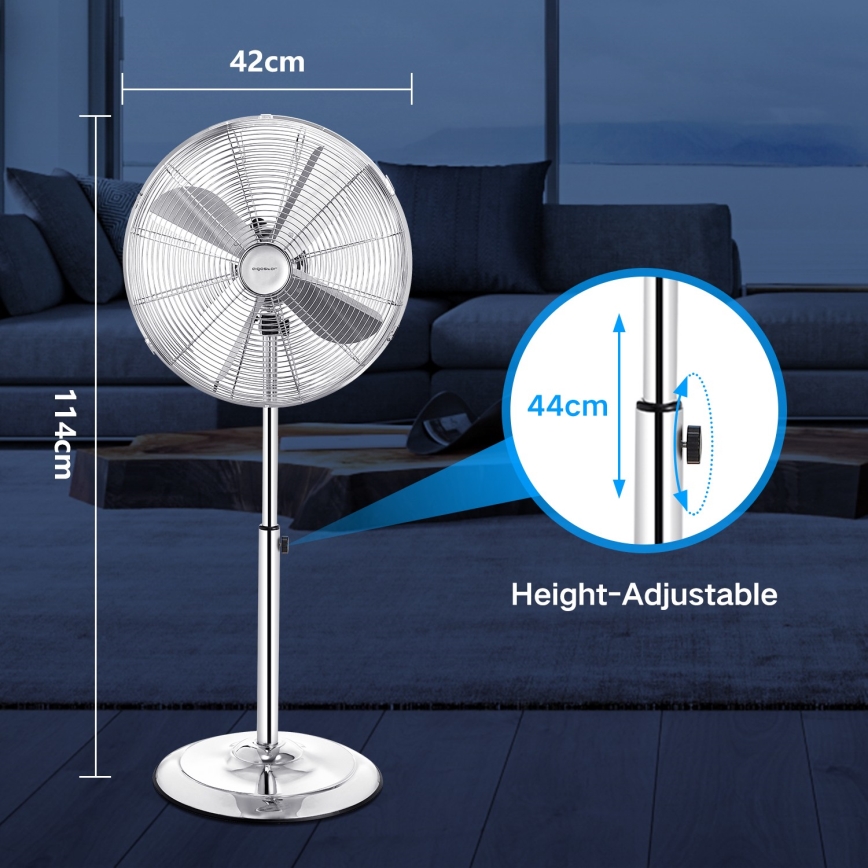 Aigostar - Staande ventilator 50W/230V 44,8 cm glanzend chroom