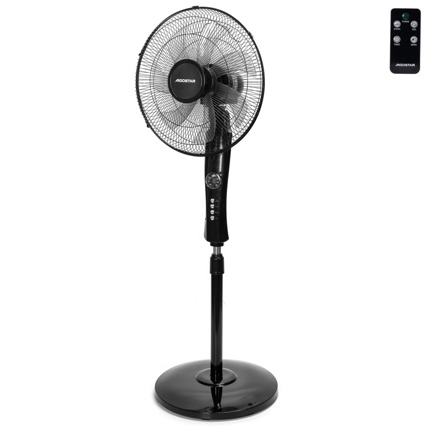 Aigostar - Staande ventilator 50W/230V zwart + afstandsbediening