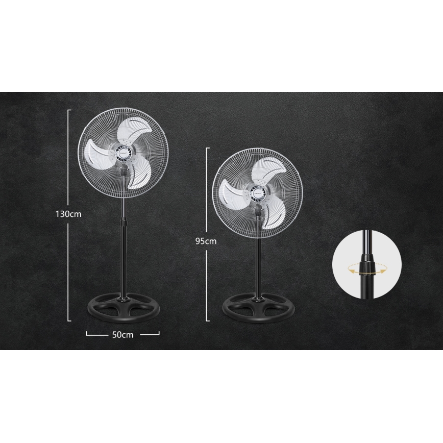 Aigostar - Staande ventilator 50W/230V Ø 50 cm chroom/zwart