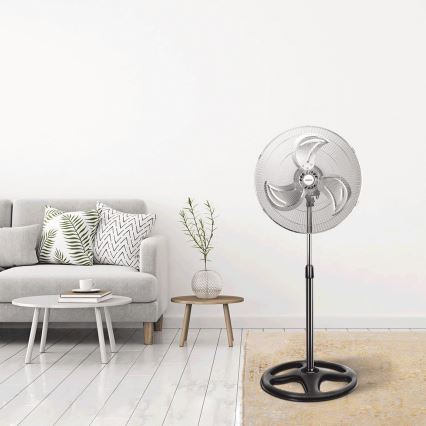 Aigostar - Staande ventilator 55W/230V glanzend chroom/zwart