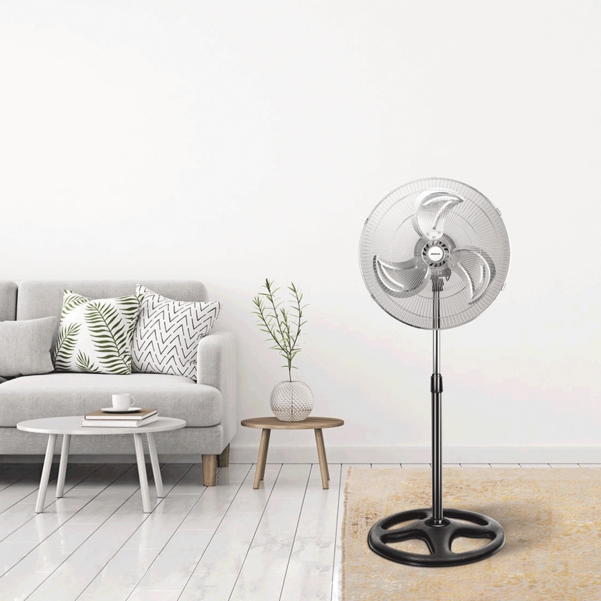 Aigostar - Staande ventilator 55W/230V glanzend chroom/zwart