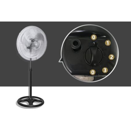 Aigostar - Staande ventilator 55W/230V glanzend chroom/zwart