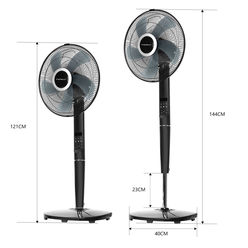 Aigostar - Staande Ventilator 55W/230V zwart + afstandsbediening