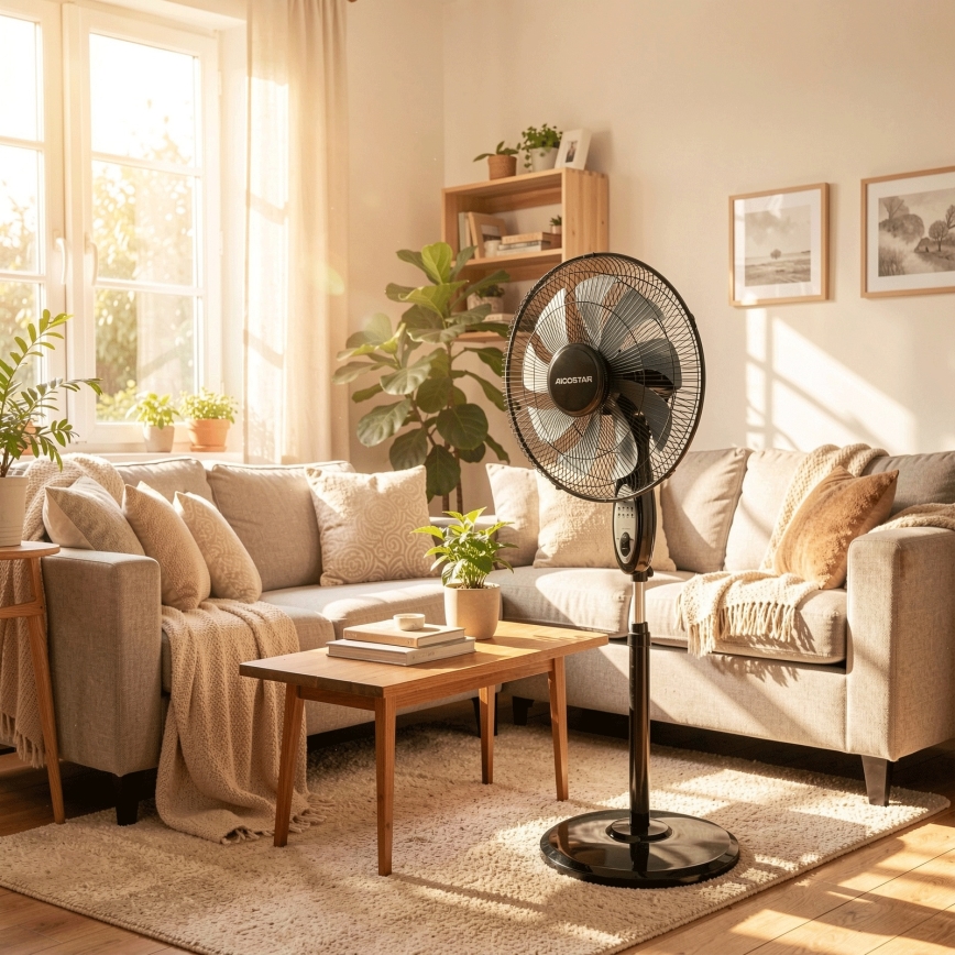 Aigostar - Staande ventilator 60W/230V 130 cm zwart + afstandsbediening