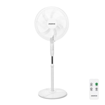 Aigostar - Staande ventilator 60W/230V wit + afstandsbediening