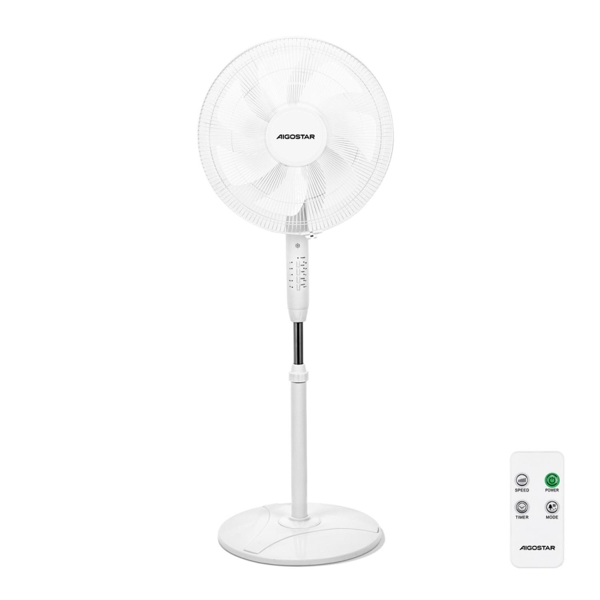Aigostar - Staande ventilator 60W/230V wit + afstandsbediening