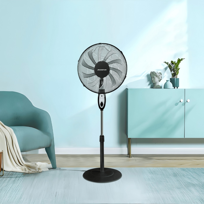 Aigostar - Staande ventilator 60W/230V zwart + afstandsbediening