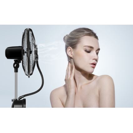 Aigostar - Staande ventilator met misteffect 95W/230V zwart/grijs + afstandsbediening