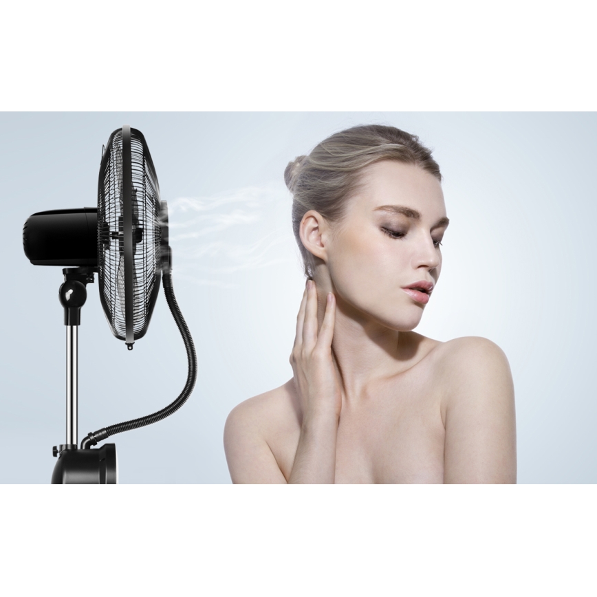 Aigostar - Staande ventilator met misteffect 95W/230V zwart/grijs + afstandsbediening