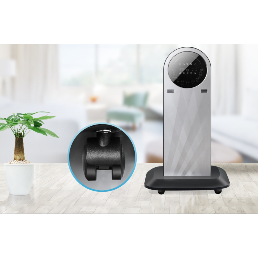 Aigostar - Staande ventilator met misteffect 95W/230V zwart/grijs + afstandsbediening