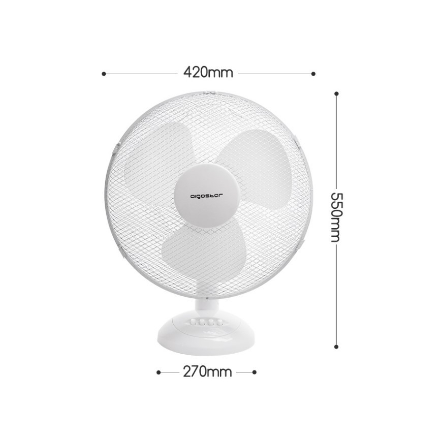 Aigostar - Tafel Ventilator 45W/230V 34 cm wit