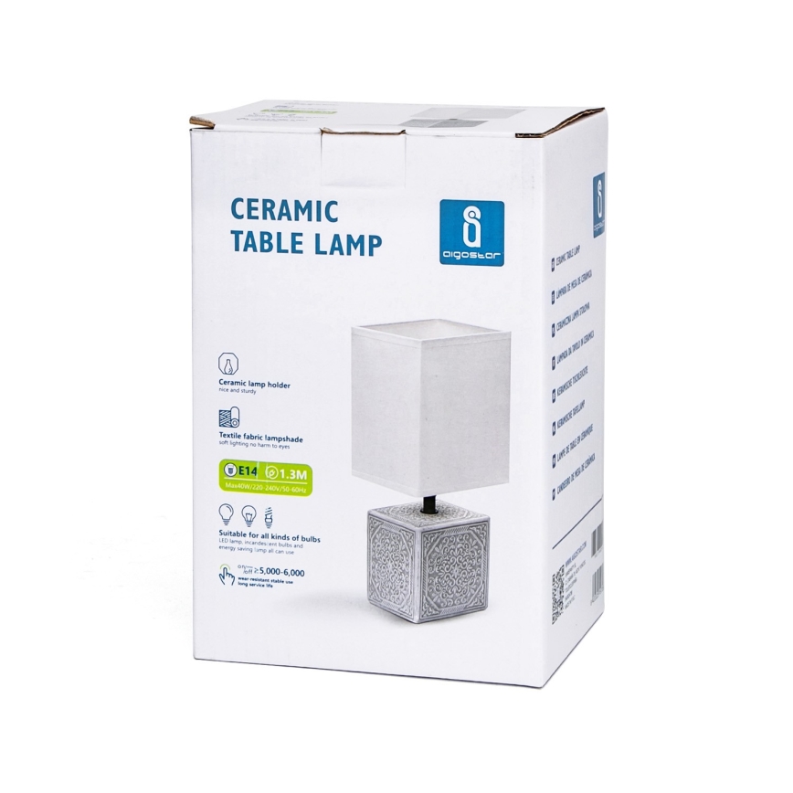 Aigostar - Tafellamp 1xE14/40W/230V grijs/wit