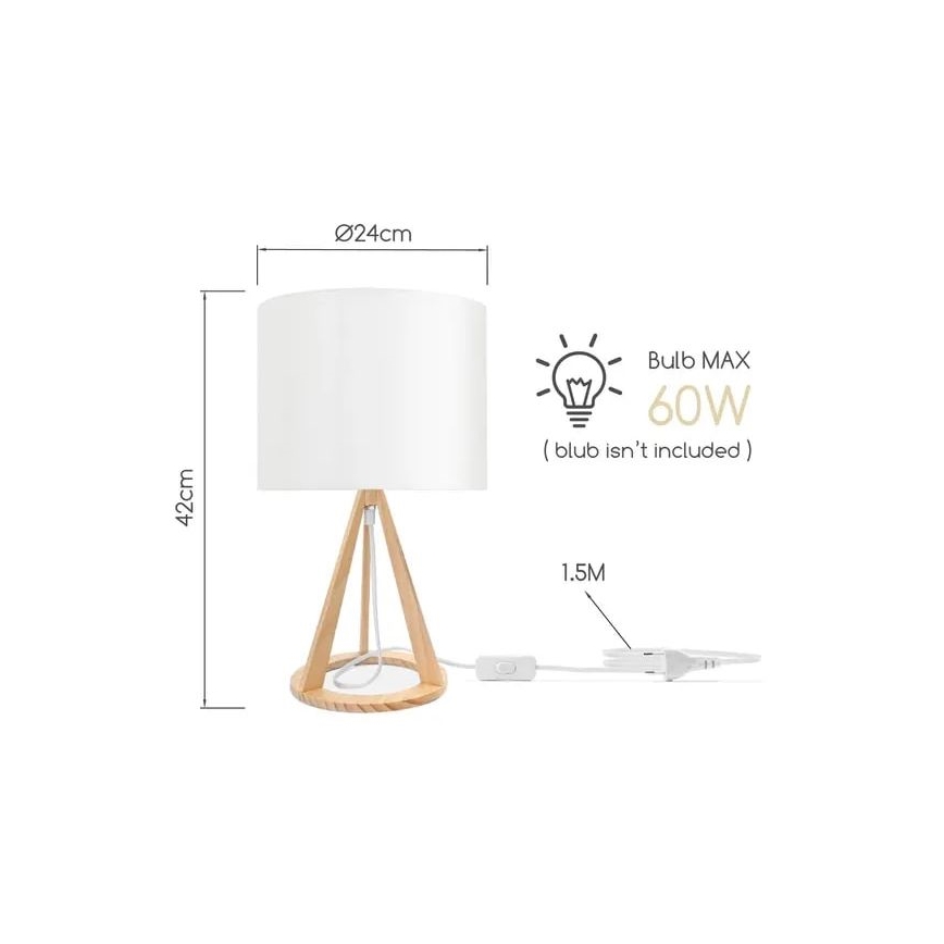 Aigostar - Tafellamp 1xE27/60W/230V grenen