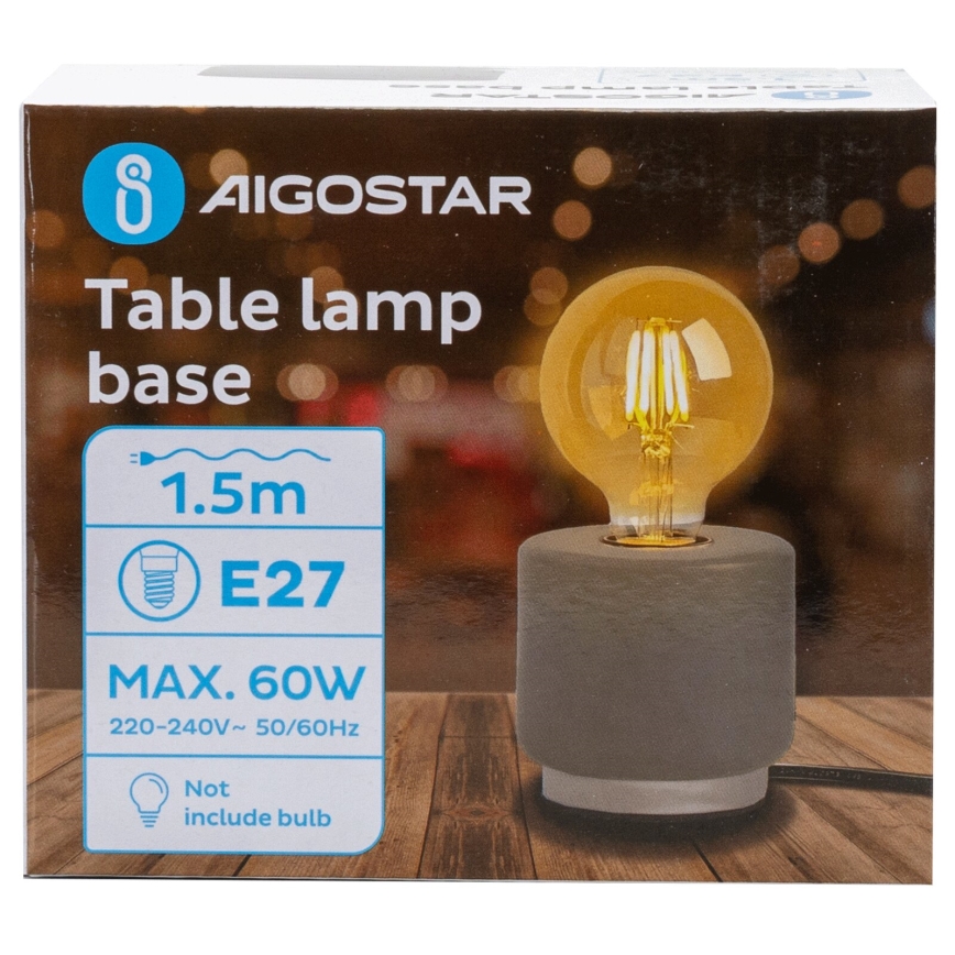 Aigostar - Tafellamp 1xE27/60W/230V grijs