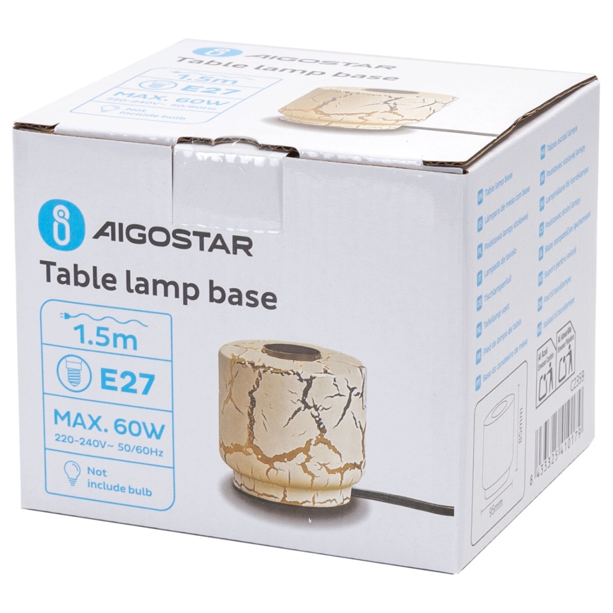 Aigostar - Tafellamp 1xE27/60W/230V wit/goud