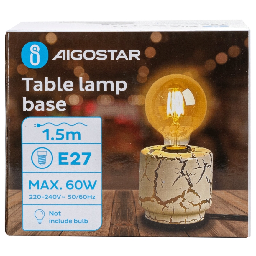 Aigostar - Tafellamp 1xE27/60W/230V wit/goud