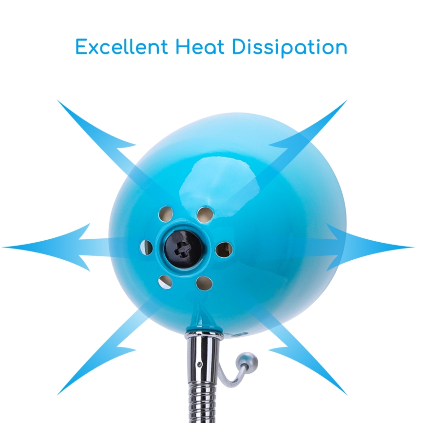 Aigostar - Tafellamp met klem 1xE27/11W/230V blauw/glanzend chroom