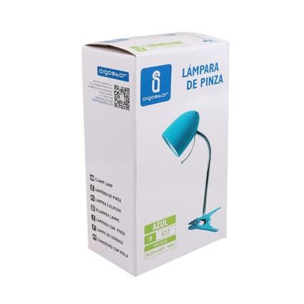 Aigostar -  Tafellamp met klem 1xE27/11W/230V blauw/glanzend chroom