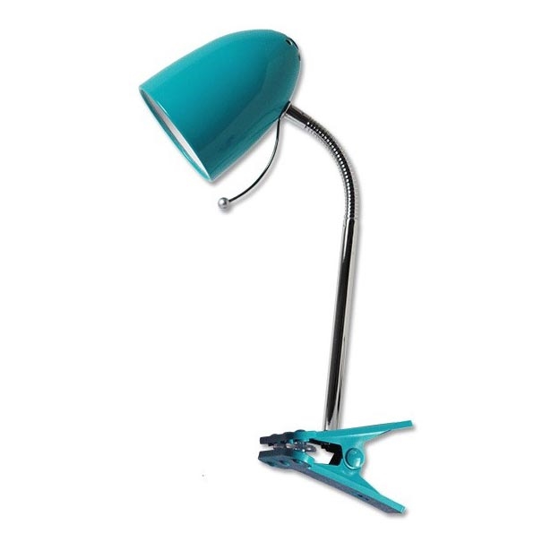 Aigostar -  Tafellamp met klem 1xE27/11W/230V blauw/glanzend chroom
