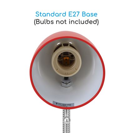 Aigostar - Tafellamp met klem 1xE27/11W/230V rood/glanzend chroom