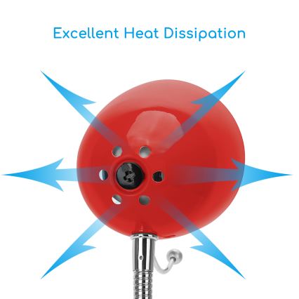 Aigostar - Tafellamp met klem 1xE27/11W/230V rood/glanzend chroom