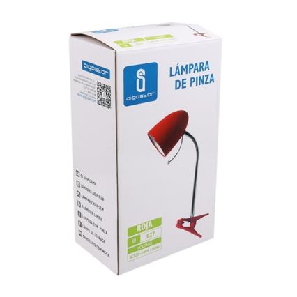 Aigostar - Tafellamp met klem 1xE27/11W/230V rood/glanzend chroom