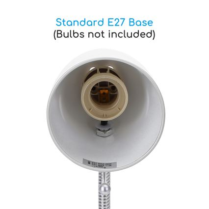 Aigostar -  Tafellamp met klem 1xE27/11W/230V wit/glanzend chroom