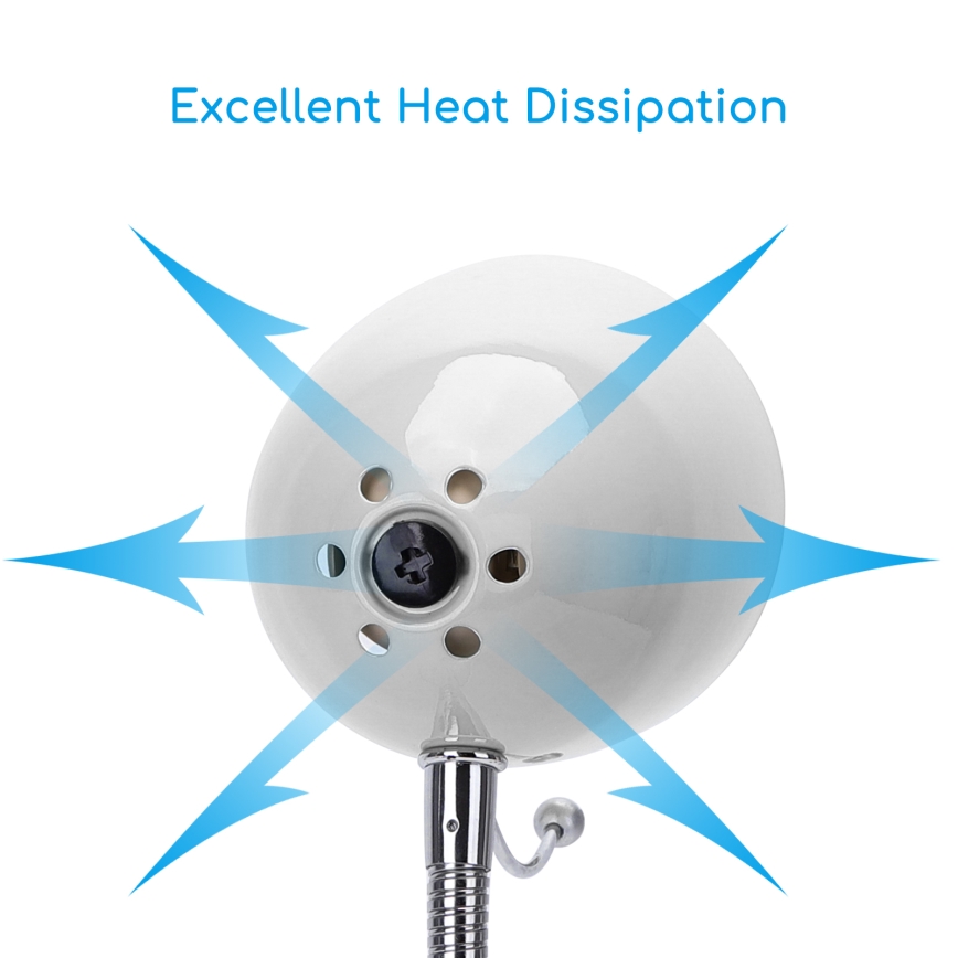 Aigostar -  Tafellamp met klem 1xE27/11W/230V wit/glanzend chroom