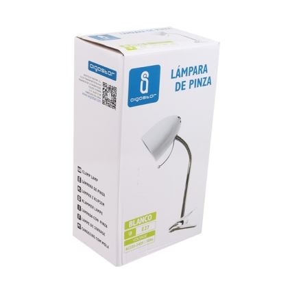 Aigostar -  Tafellamp met klem 1xE27/11W/230V wit/glanzend chroom
