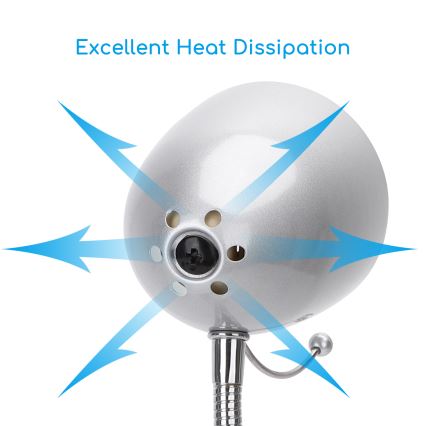 Aigostar -  Tafellamp met klem 1xE27/11W/230V zilver/glanzend chroom