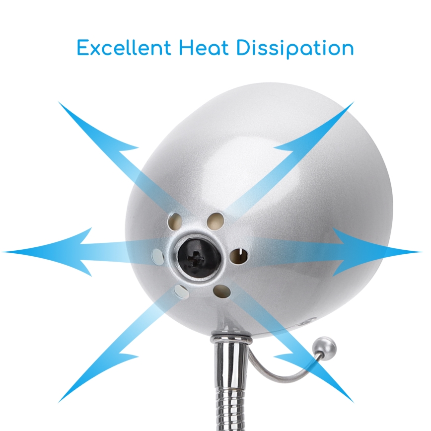 Aigostar -  Tafellamp met klem 1xE27/11W/230V zilver/glanzend chroom