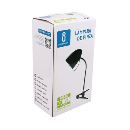 Aigostar -  Tafellamp met klem 1xE27/11W/230V zwart/glanzend chroom