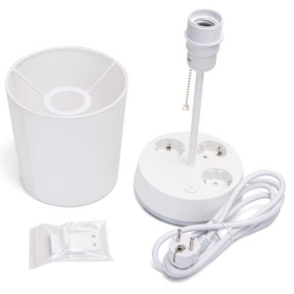 Aigostar - Tafellamp met stopcontacten 1xE27/60W/230V wit
