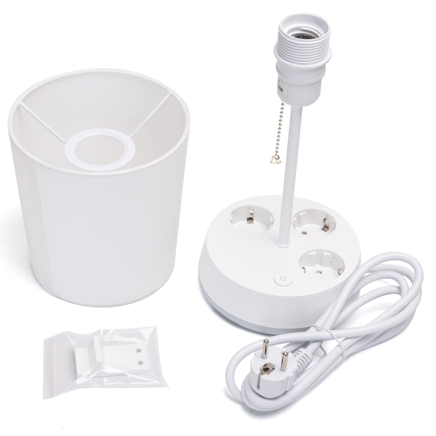 Aigostar - Tafellamp met stopcontacten 1xE27/60W/230V wit