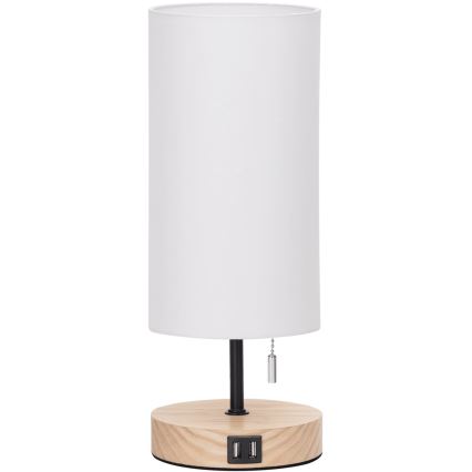 Aigostar - Tafellamp met USB-poort 1xE27/40W/230V beige